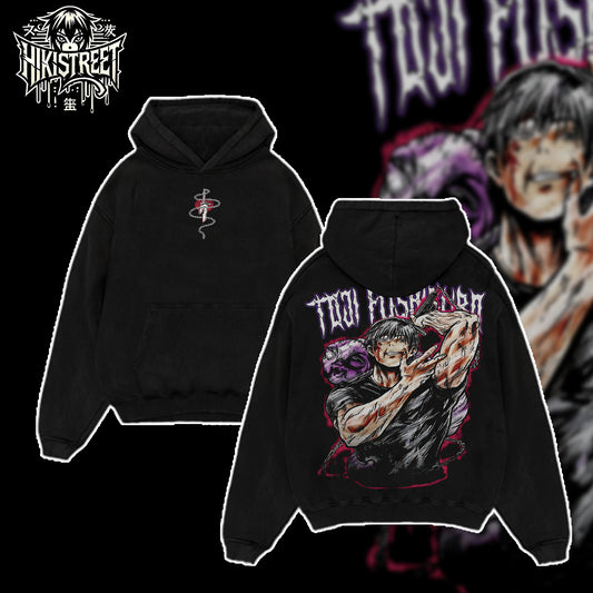 [HIKISTREET] Vintage Toji Fushiguro V2 Acid Washed T-Shirt, Jujutsu Kaisen Merch, Anime Washed Oversized Tee, Aesthetic Anime Streetwear Gift
