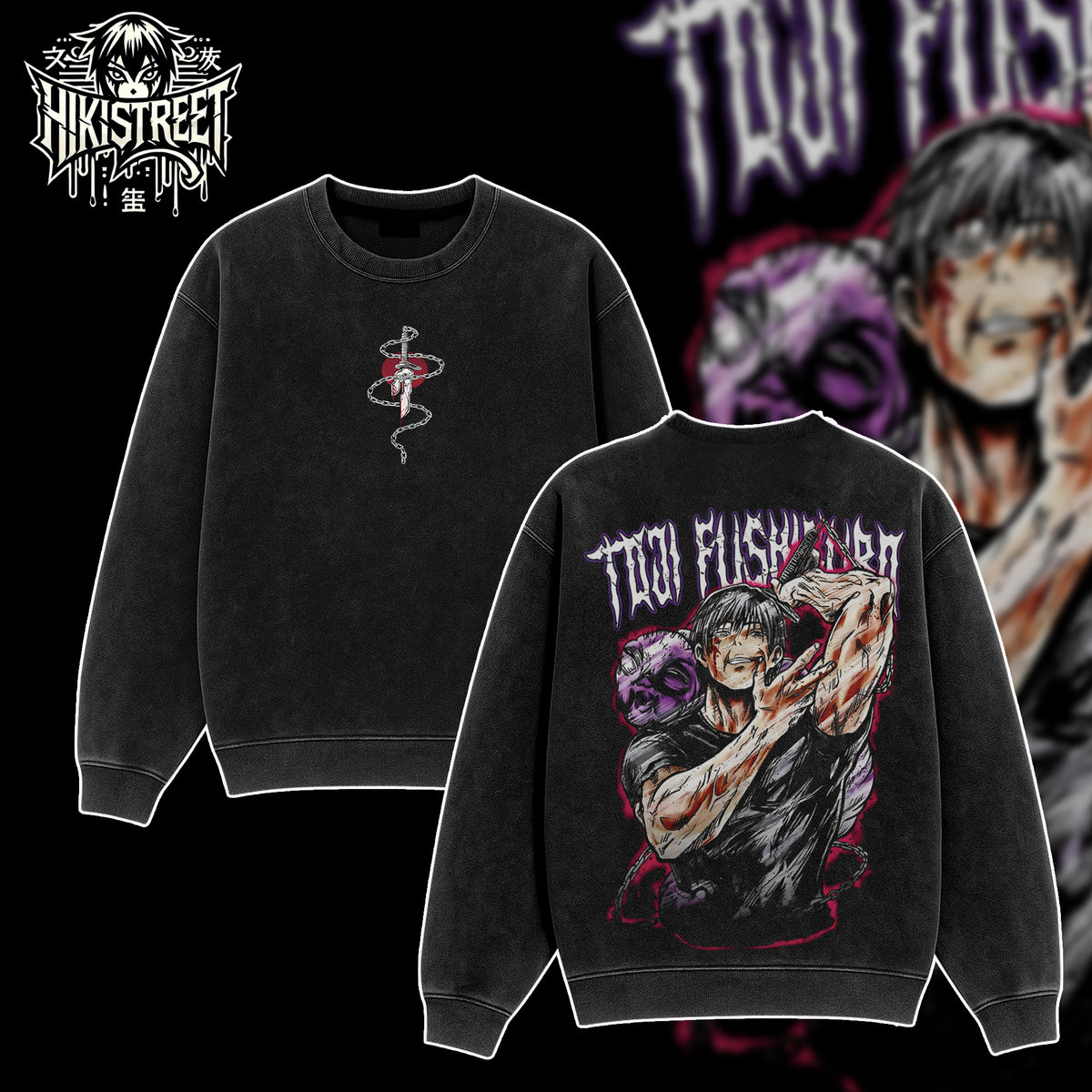 [HIKISTREET] Vintage Toji Fushiguro V2 Acid Washed T-Shirt, Jujutsu Kaisen Merch, Anime Washed Oversized Tee, Aesthetic Anime Streetwear Gift