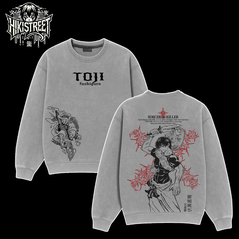 [HIKISTREET] Vintage Toji Fushiguro V3 Acid Washed T-Shirt, Jujutsu Kaisen Merch, Anime Washed Oversized Tee, Aesthetic Anime Streetwear Gift