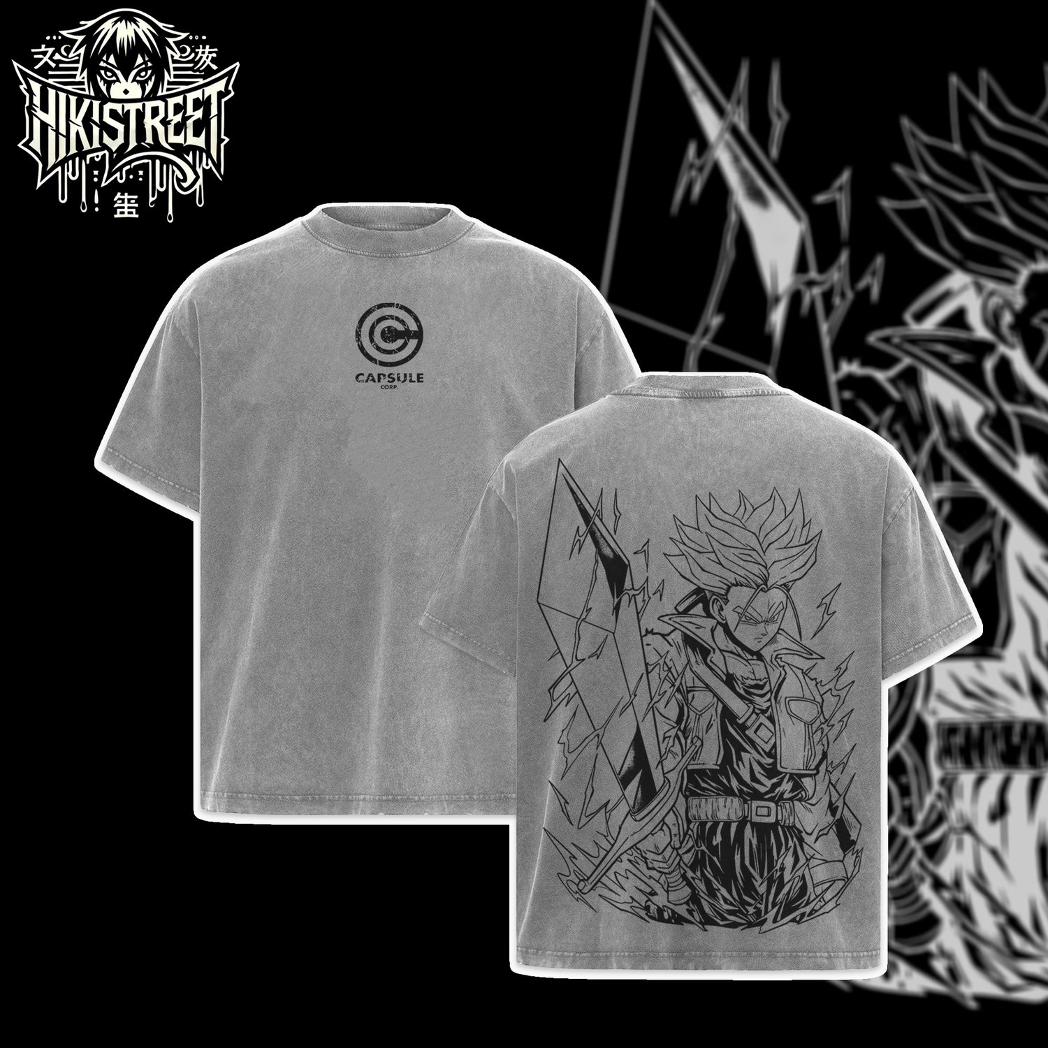 [HIKISTREET] Vintage Future Trunks Acid Washed T-Shirt, Dragon Ball Merch, Anime Washed Oversized Tee, Aesthetic Anime Streetwear Gift