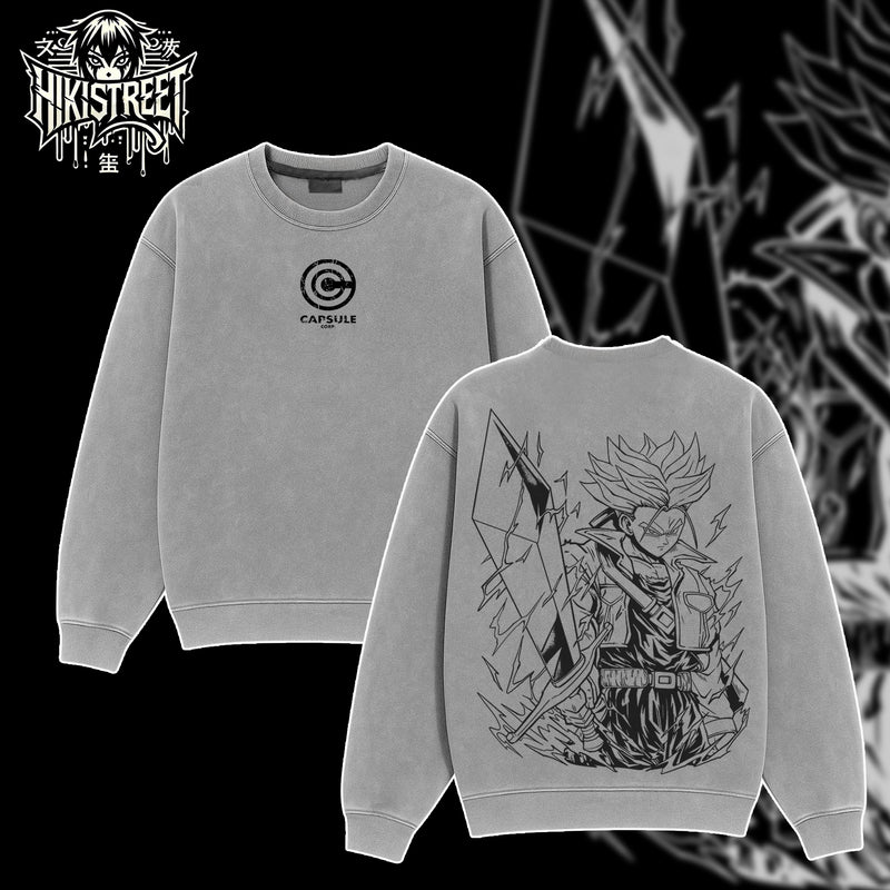 [HIKISTREET] Vintage Future Trunks Acid Washed T-Shirt, Dragon Ball Merch, Anime Washed Oversized Tee, Aesthetic Anime Streetwear Gift