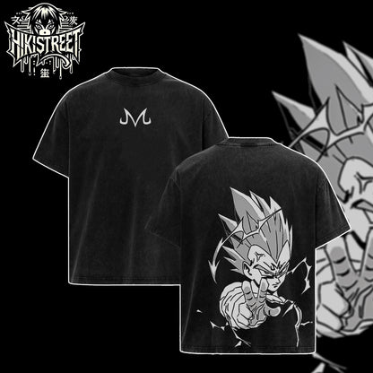 [HIKISTREET] Vintage Majin Vegeta V4 Acid Washed T-Shirt, Dragon Ball Merch, Anime Washed Oversized Tee, Aesthetic Anime Streetwear Gift