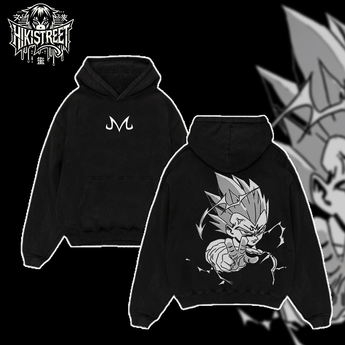 [HIKISTREET] Vintage Majin Vegeta V4 Acid Washed T-Shirt, Dragon Ball Merch, Anime Washed Oversized Tee, Aesthetic Anime Streetwear Gift