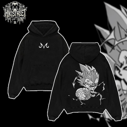 [HIKISTREET] Vintage Majin Vegeta V4 Acid Washed T-Shirt, Dragon Ball Merch, Anime Washed Oversized Tee, Aesthetic Anime Streetwear Gift