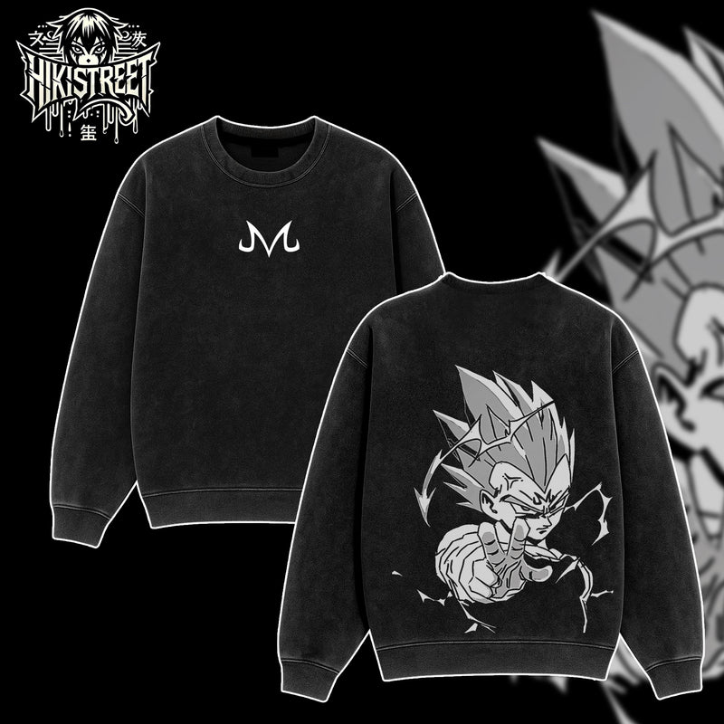[HIKISTREET] Vintage Majin Vegeta V4 Acid Washed T-Shirt, Dragon Ball Merch, Anime Washed Oversized Tee, Aesthetic Anime Streetwear Gift