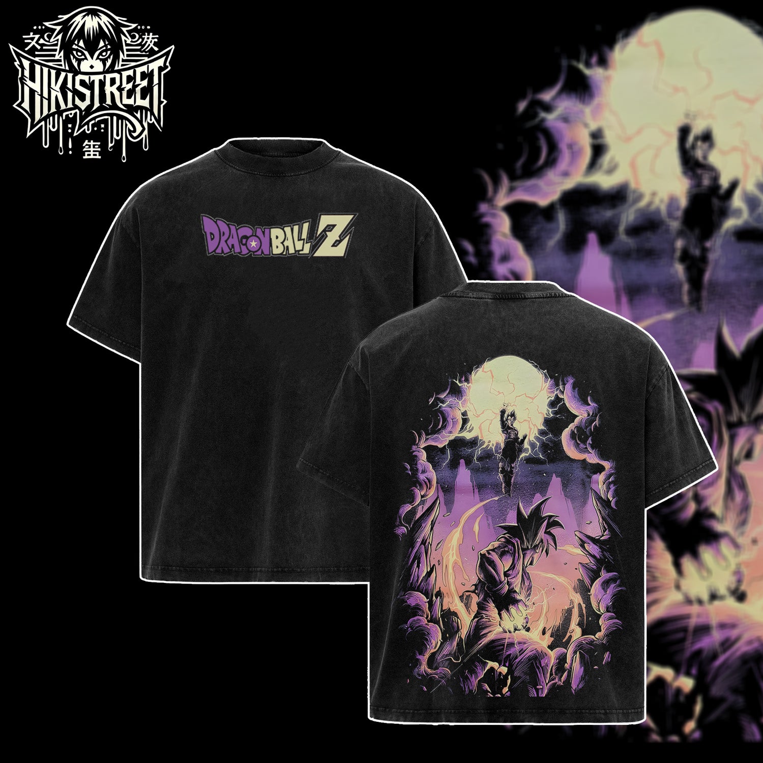 [HIKISTREET] Vintage Goku vs Vegeta Acid Washed T-Shirt, Dragon Ball Merch, Anime Washed Oversized Tee, Aesthetic Anime Streetwear Gift