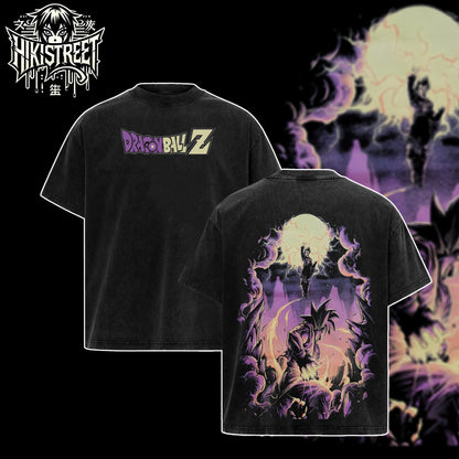 [HIKISTREET] Vintage Goku vs Vegeta Acid Washed T-Shirt, Dragon Ball Merch, Anime Washed Oversized Tee, Aesthetic Anime Streetwear Gift