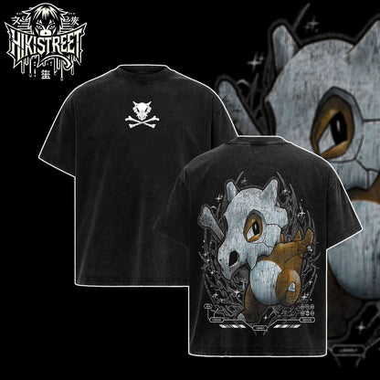 [HIKISTREET] Vintage Cubone Acid Washed T-Shirt, Pokemon Merch, Anime Washed Oversized Tee, Aesthetic Anime Streetwear Gift
