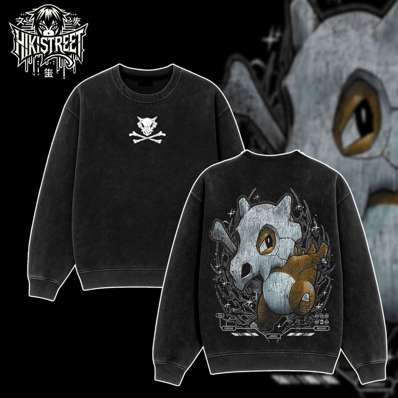 [HIKISTREET] Vintage Cubone Acid Washed T-Shirt, Pokemon Merch, Anime Washed Oversized Tee, Aesthetic Anime Streetwear Gift