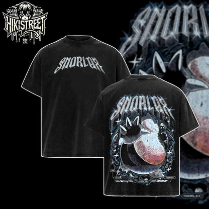 [HIKISTREET] Vintage Snorlax Acid Washed T-Shirt, Pokemon Merch, Anime Washed Oversized Tee, Aesthetic Anime Streetwear Gift