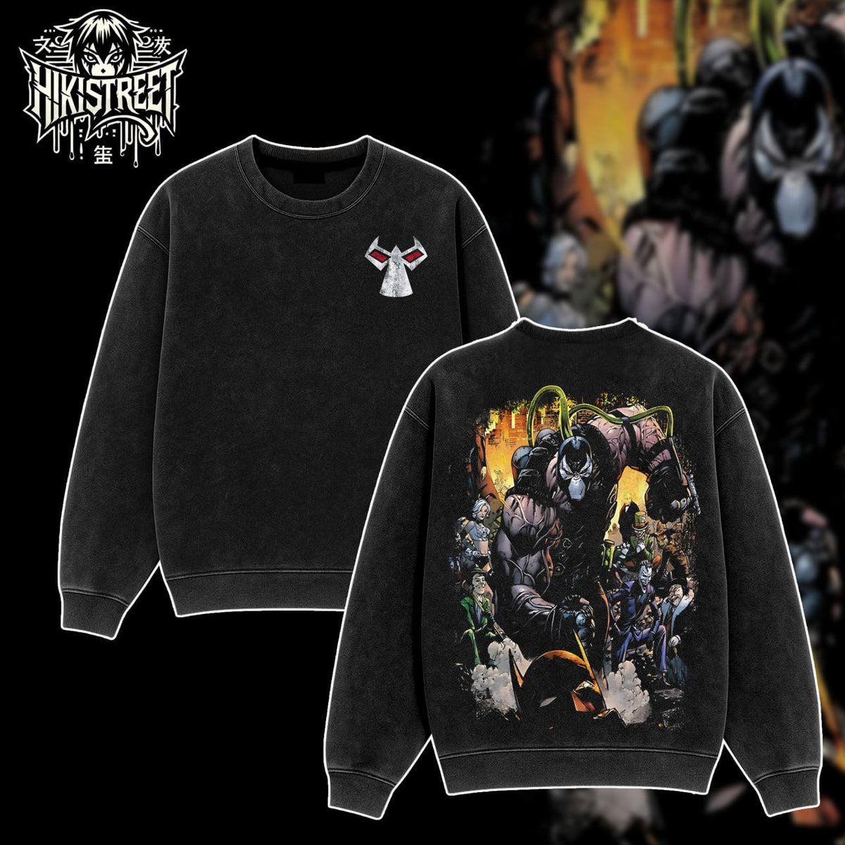 [HIKISTREET] Vintage Bane V2 Acid Washed T-Shirt, DC Merch, Comics Washed Oversized Tee, Aesthetic Comics Streetwear Gift