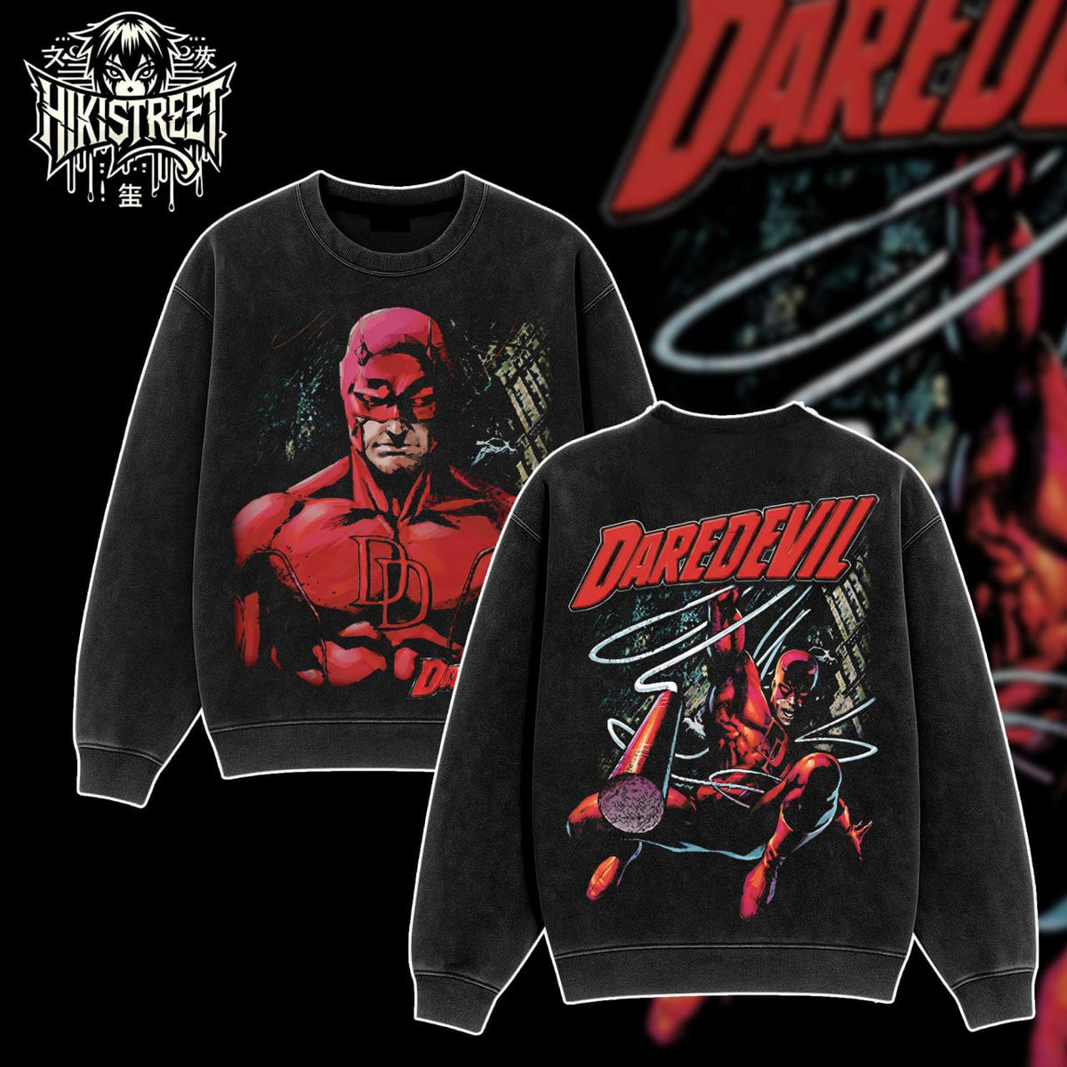[HIKISTREET] Vintage Daredevil Acid Washed T-Shirt, MCU Merch, Comics Washed Oversized Tee, Aesthetic Comics Streetwear Gift