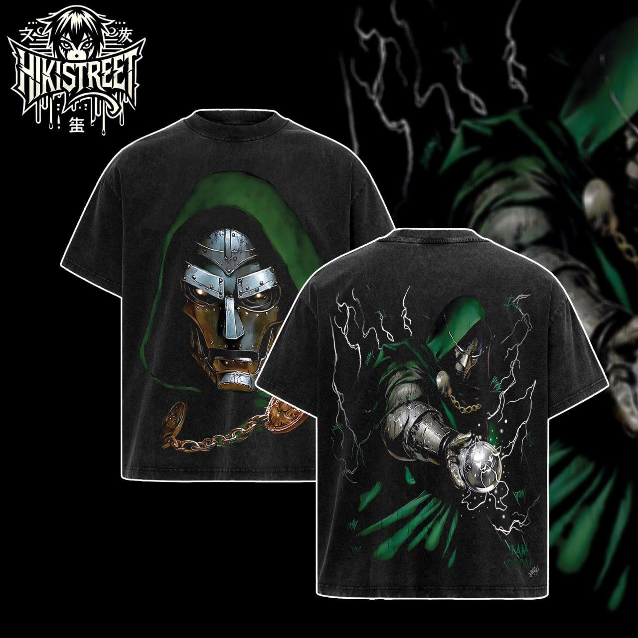 [HIKISTREET] Vintage Dr Doom Acid Washed T-Shirt, MCU Merch, Comics Washed Oversized Tee, Aesthetic Comics Streetwear Gift