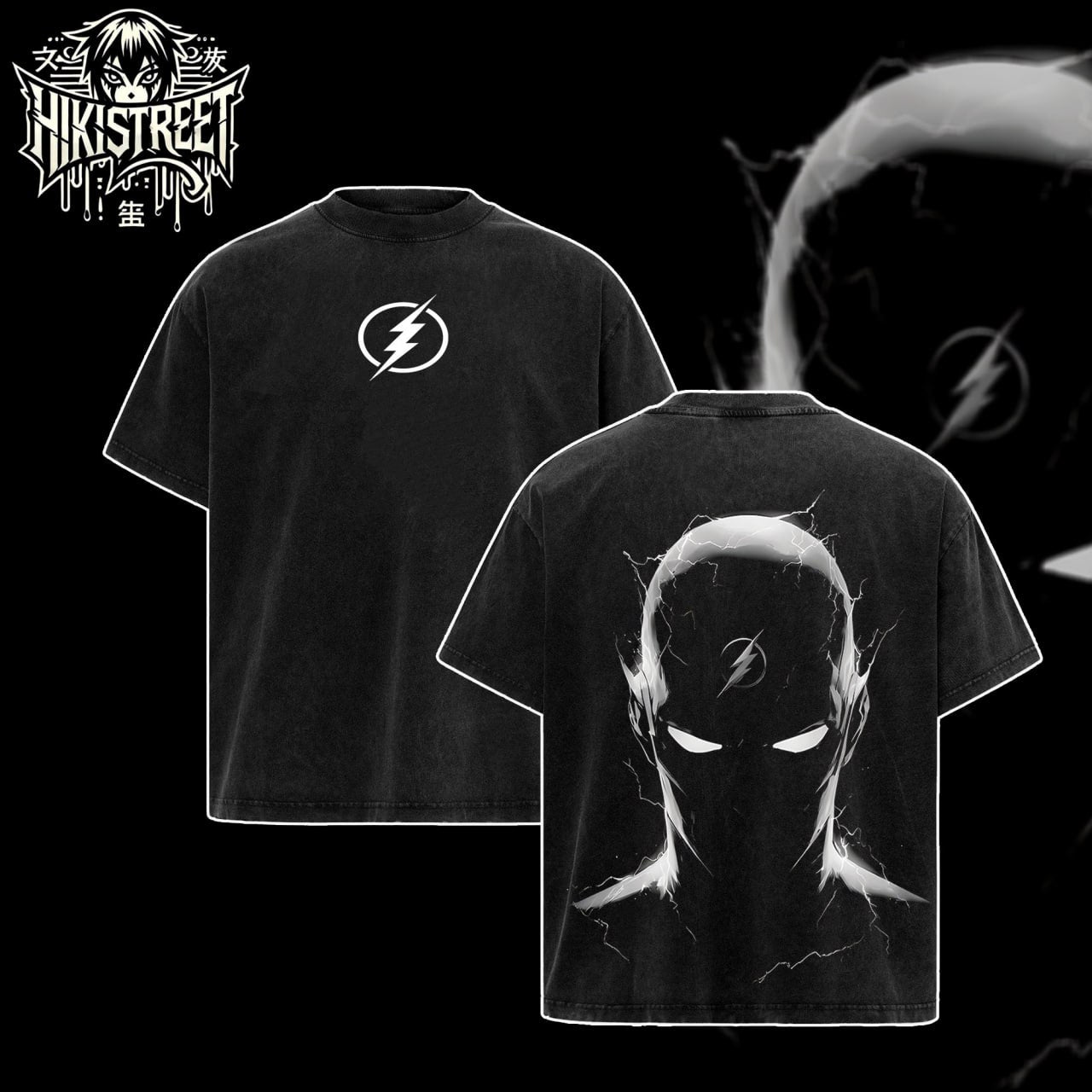 [HIKISTREET] Vintage Flash Acid Washed T-Shirt, DC Merch, Comics Washed Oversized Tee, Aesthetic Comics Streetwear Gift