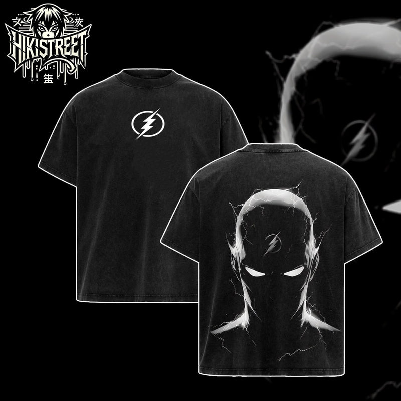 [HIKISTREET] Vintage Flash Acid Washed T-Shirt, DC Merch, Comics Washed Oversized Tee, Aesthetic Comics Streetwear Gift