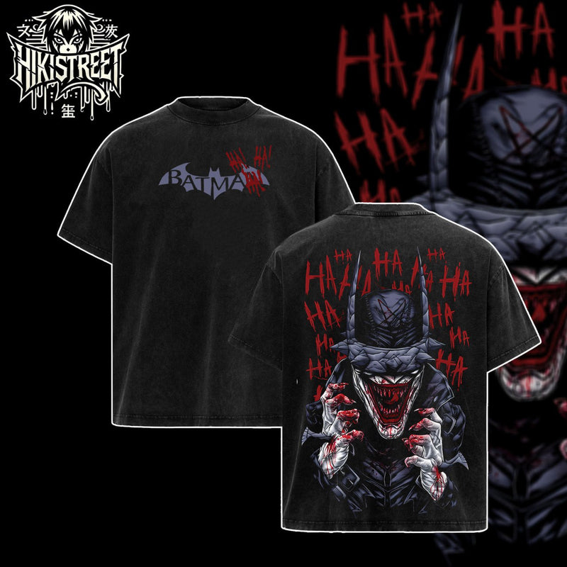 [HIKISTREET] Vintage The Bat Who Laugh V3 Acid Washed T-Shirt, DC Merch, Comics Washed Oversized Tee, Aesthetic Comics Streetwear Gift