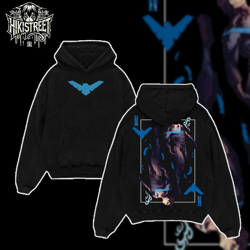[HIKISTREET] Vintage Nightwing V2 Acid Washed T-Shirt, DC Merch, Comics Washed Oversized Tee, Aesthetic Comics Streetwear Gift