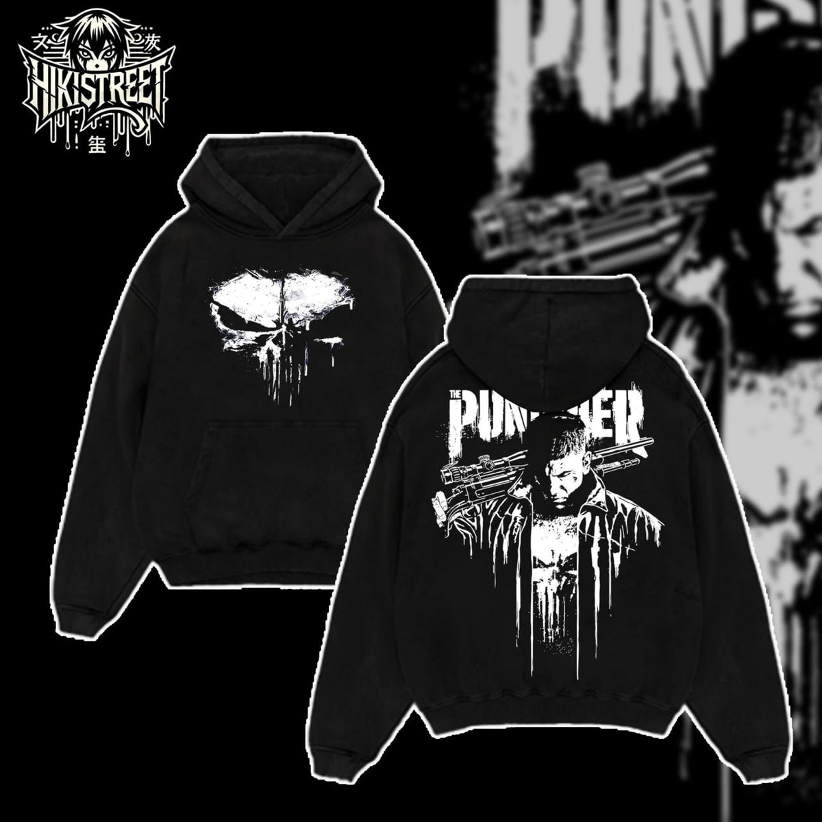 [HIKISTREET] Vintage Punisher Acid Washed T-Shirt, MCU Merch, Comics Washed Oversized Tee, Aesthetic Comics Streetwear Gift