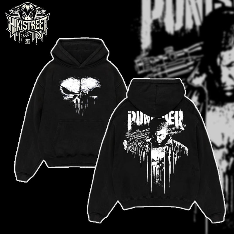[HIKISTREET] Vintage Punisher Acid Washed T-Shirt, MCU Merch, Comics Washed Oversized Tee, Aesthetic Comics Streetwear Gift