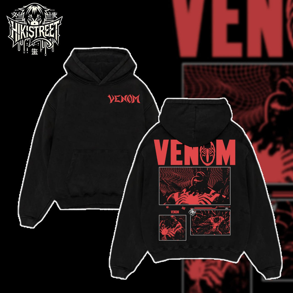 [HIKISTREET] Vintage Venom V2 Acid Washed T-Shirt, MCU Merch, Comics Washed Oversized Tee, Aesthetic Comics Streetwear Gift