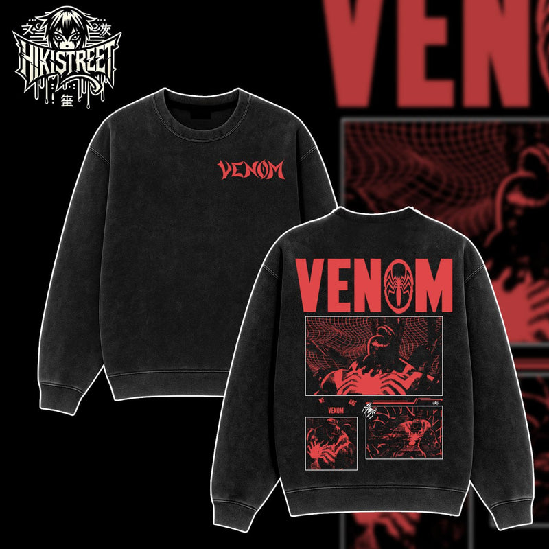 [HIKISTREET] Vintage Venom V2 Acid Washed T-Shirt, MCU Merch, Comics Washed Oversized Tee, Aesthetic Comics Streetwear Gift