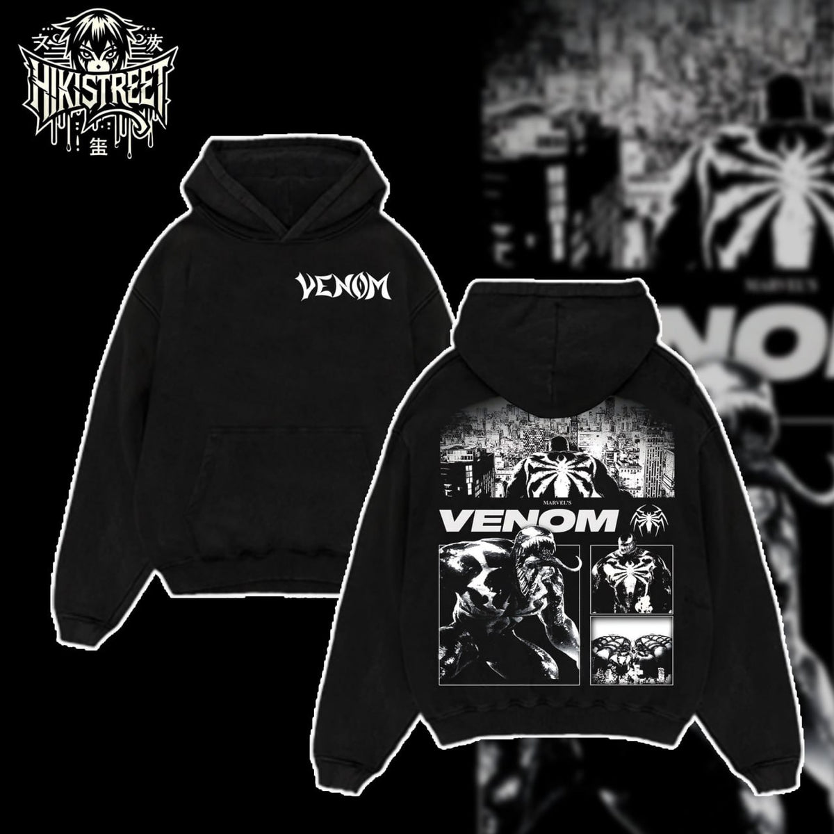 [HIKISTREET] Vintage Venom V3 Acid Washed T-Shirt, MCU Merch, Comics Washed Oversized Tee, Aesthetic Comics Streetwear Gift