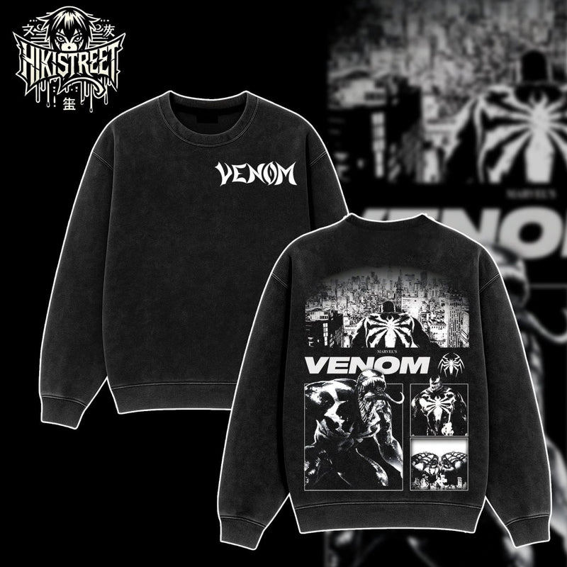 [HIKISTREET] Vintage Venom V3 Acid Washed T-Shirt, MCU Merch, Comics Washed Oversized Tee, Aesthetic Comics Streetwear Gift
