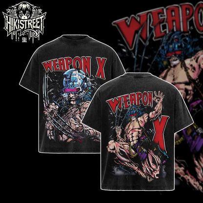 [HIKISTREET] Vintage Wolverine Weapon-X Acid Washed T-Shirt, MCU Merch, Comics Washed Oversized Tee, Aesthetic Comics Streetwear Gift