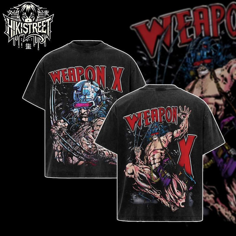 [HIKISTREET] Vintage Wolverine Weapon-X Acid Washed T-Shirt, MCU Merch, Comics Washed Oversized Tee, Aesthetic Comics Streetwear Gift