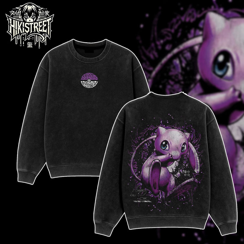 [HIKISTREET] Vintage Mew Acid Washed T-Shirt, Pokemon Merch, Anime Washed Oversized Tee, Aesthetic Anime Streetwear Gift