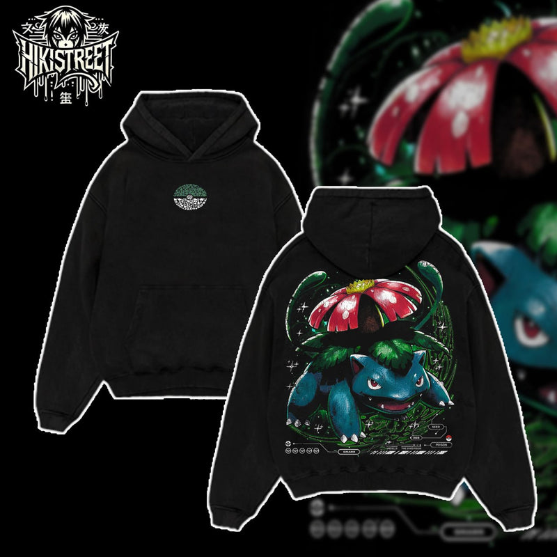 [HIKISTREET] Vintage Venusaur Acid Washed T-Shirt, Pokemon Merch, Anime Washed Oversized Tee, Aesthetic Anime Streetwear Gift